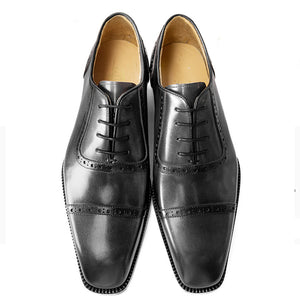 Elegant Square Toe Carved British Leather Formal Shoes