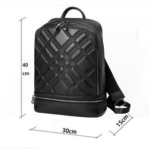 LeatherLux Cowhide Business Travel Computer Backpack