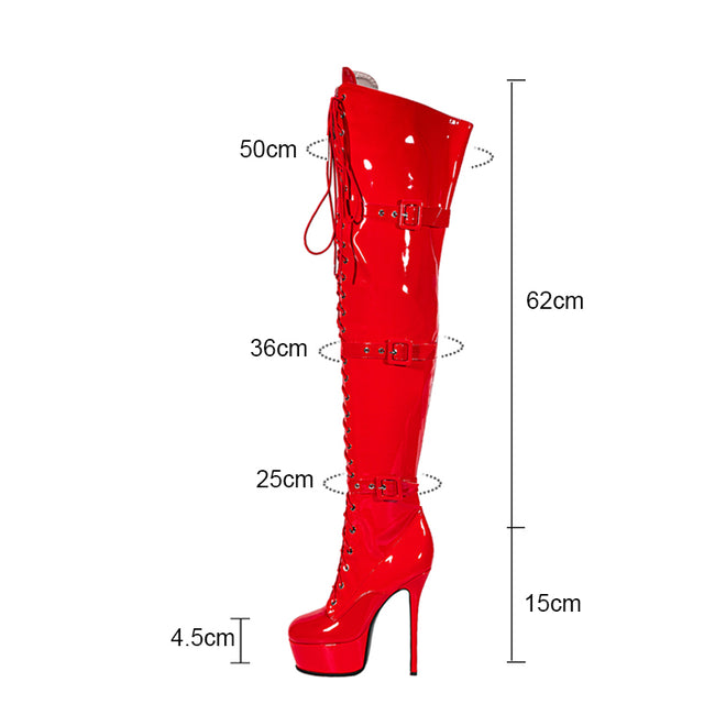 LuxeExo Pointed Toe High Heel Platform Long Boots