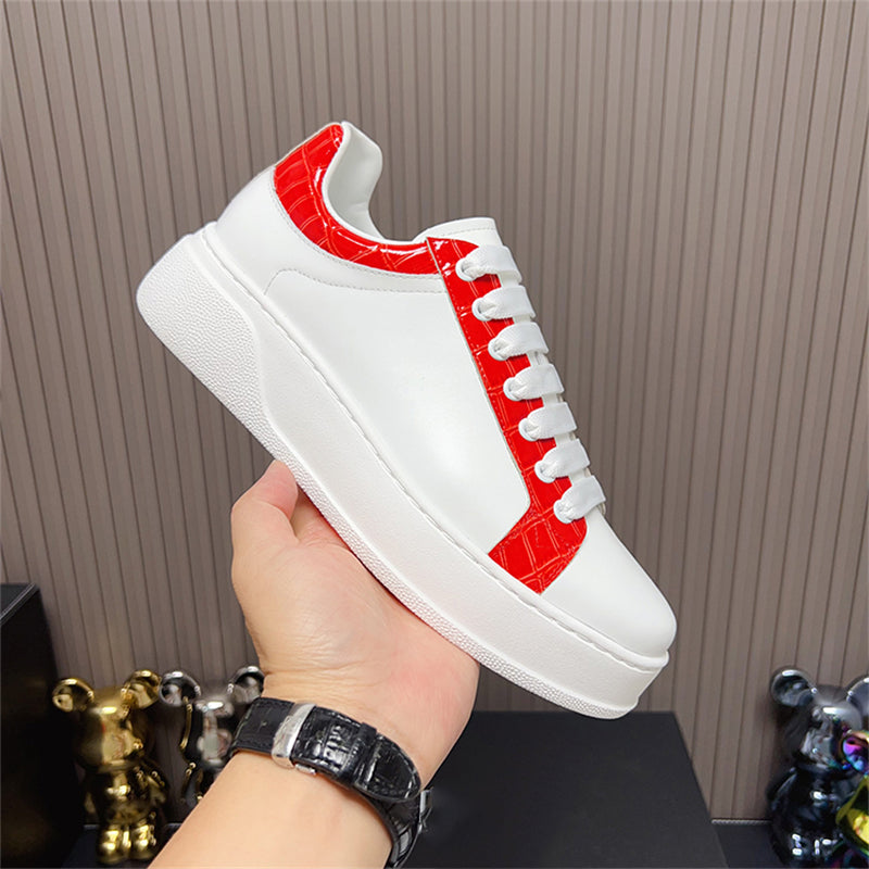 LuxeCroco Platform Lace-up Stitching Exotic Sneakers