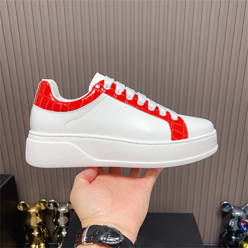 LuxeCroco Platform Lace-up Stitching Exotic Sneakers