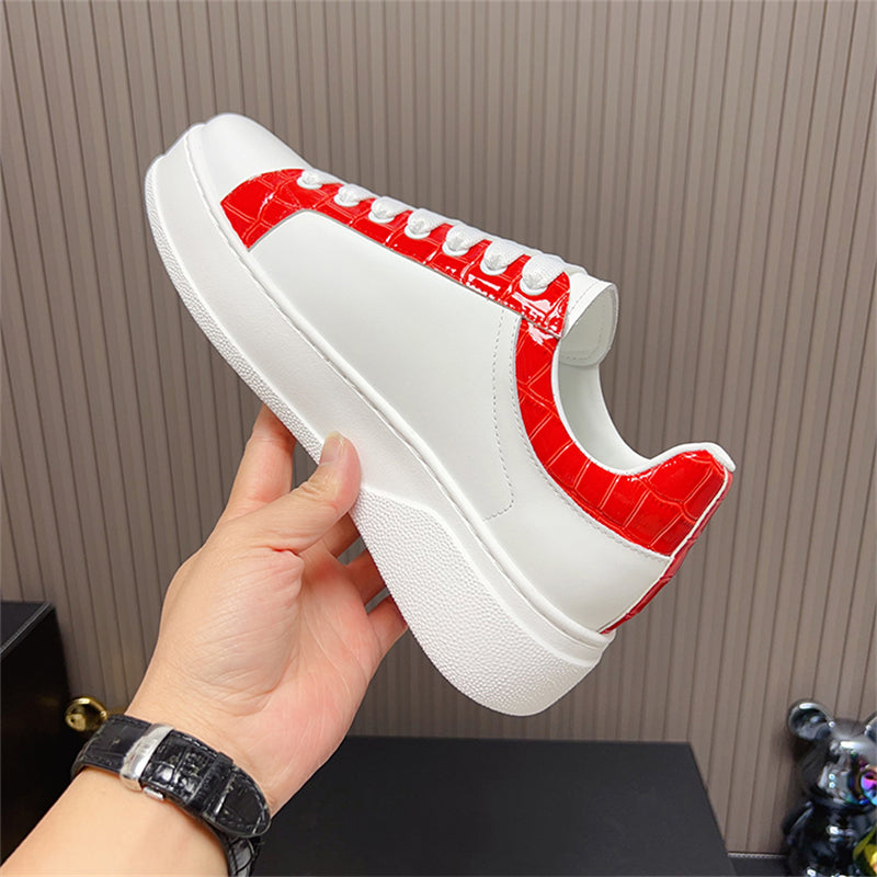 LuxeCroco Platform Lace-up Stitching Exotic Sneakers