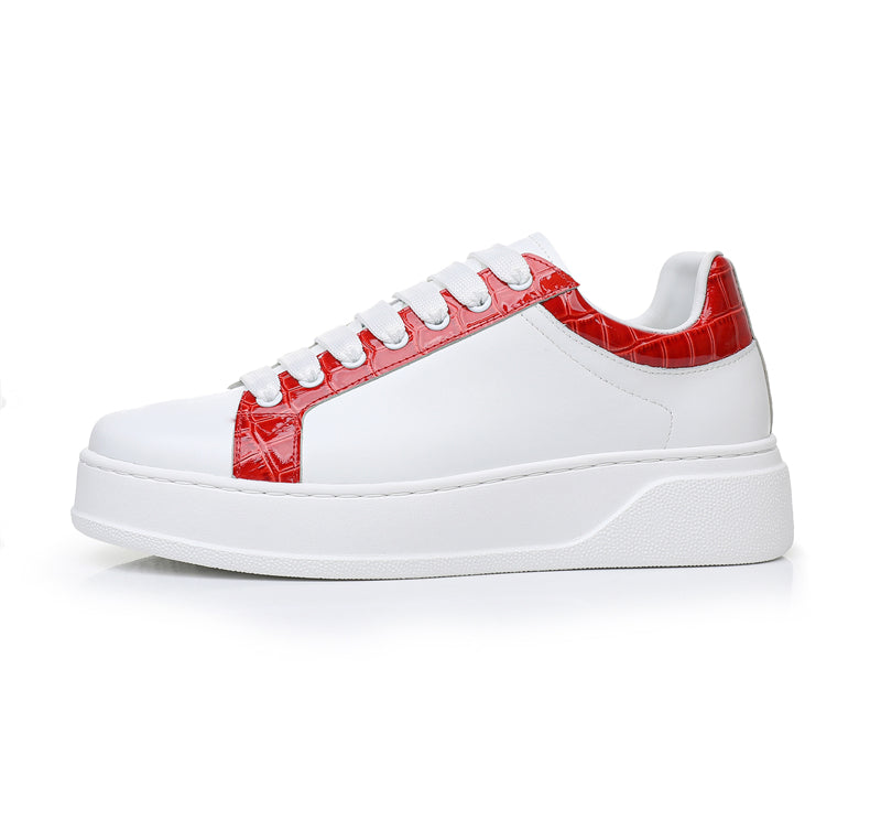 LuxeCroco Platform Lace-up Stitching Exotic Sneakers