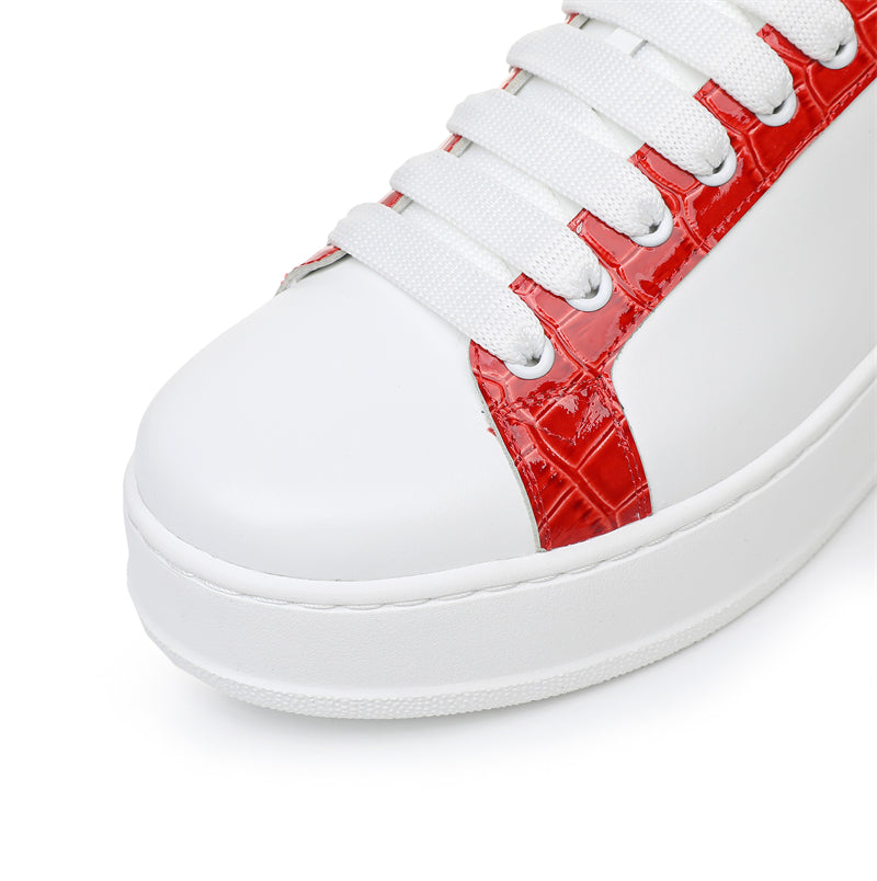 LuxeCroco Platform Lace-up Stitching Exotic Sneakers