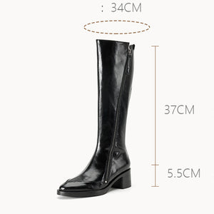 ChicLeather Elegant Zip Knee-High Boots