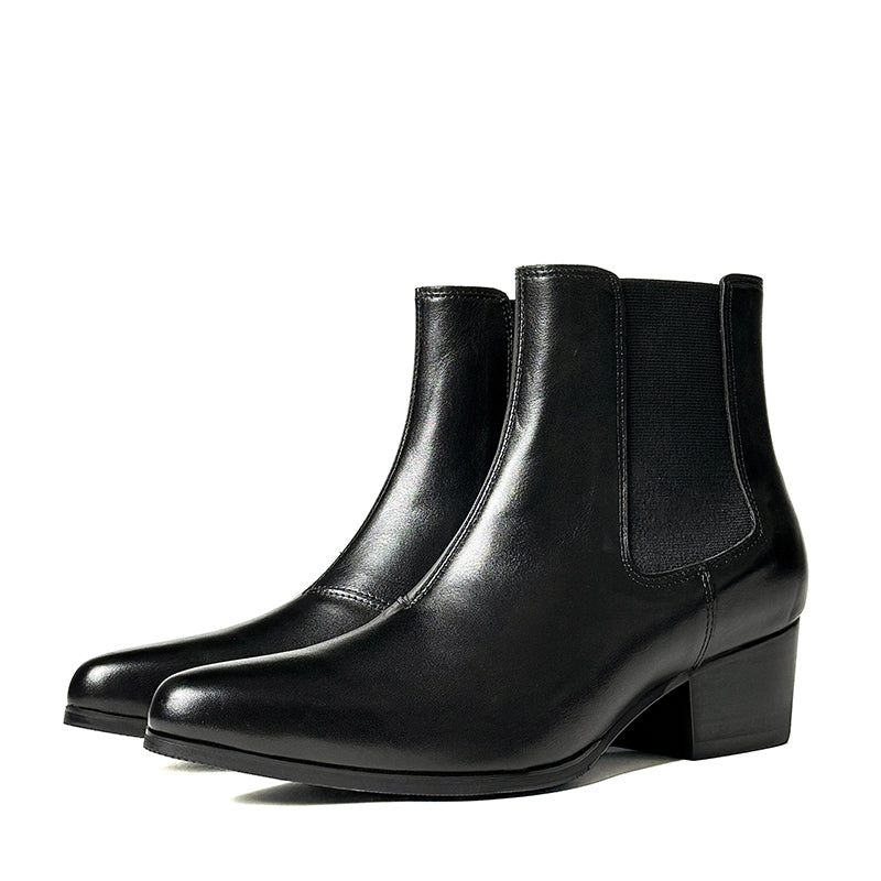 Chic Leather Pointed Toe Chelsea Boots