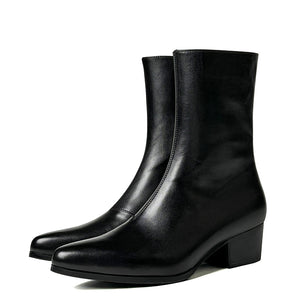 LeatherLux Opulent Genuine Leather Slip-On Ankle Boots