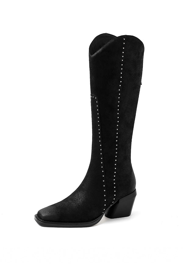 Luxury Leather Pointed Toe Tall Boots