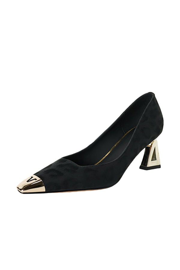 LuxLeather Chic Horsehair Square Toe Pumps