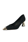 LuxLeather Chic Horsehair Square Toe Pumps