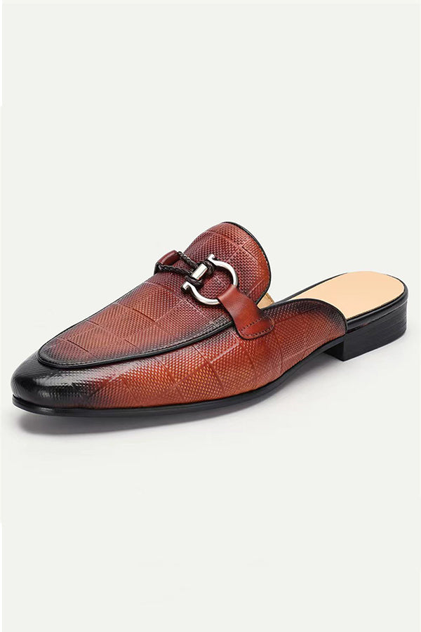 Elegant Embossed Leather Business Slippers