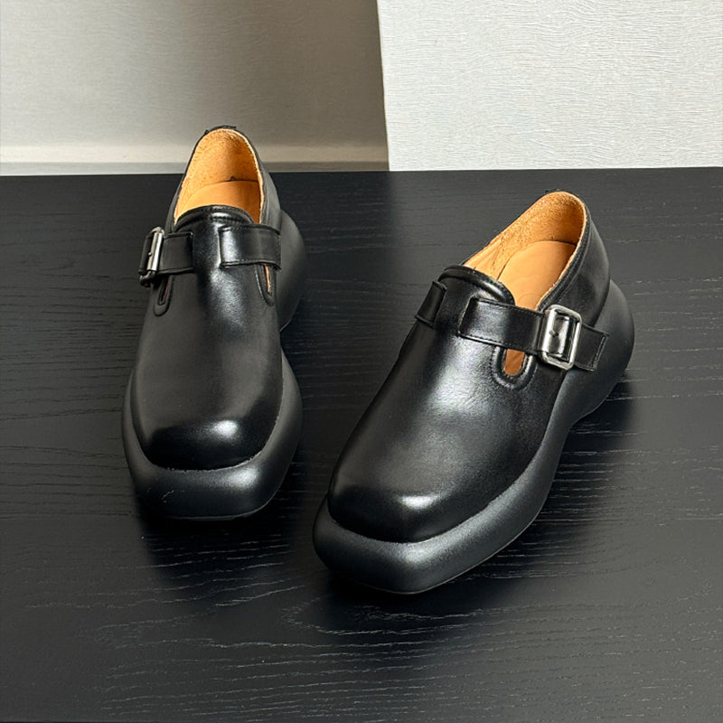 ChicLux Round Toe Buckle Dress Shoes