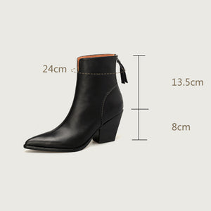 LeathElegance Pointed-Toe Winter Boots with Zip Closure