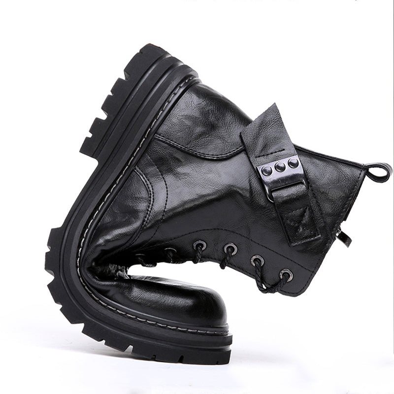 AlliLux Leather Alligator Fur Lace Up Boots