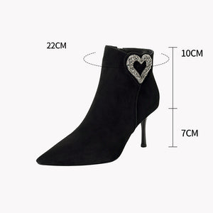 ChicZip Solid Leather Pointed Toe High Heel Boots