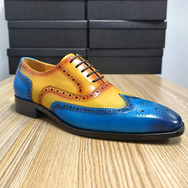 Elegant Carved British Leather Oxfords