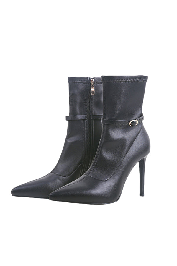 Luxury Thin Heel Zipper Cowboy Ankle Boots