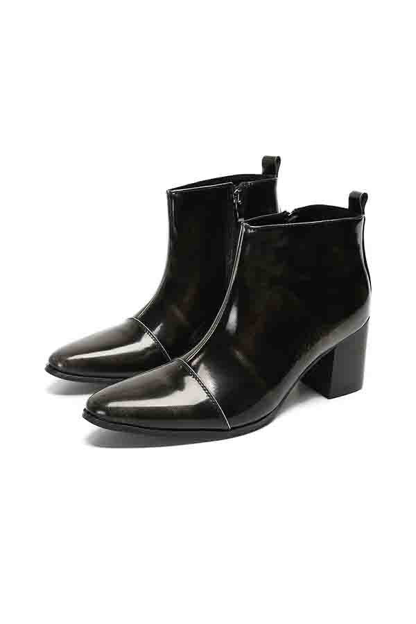 ChicZip Cow Leather Zipper Dress Boots