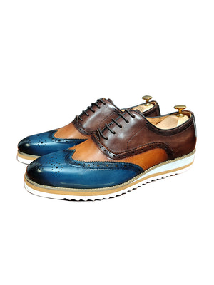 LuxeExo Round Toe Lace-up Brogue Shoes