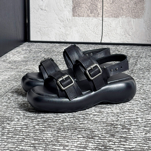 Exoticade Chic Buckle Leather Sandals
