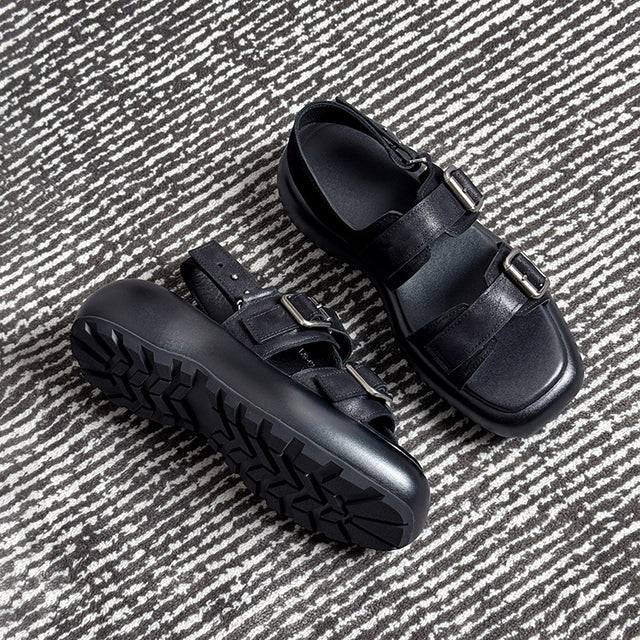 Exoticade Chic Buckle Leather Sandals