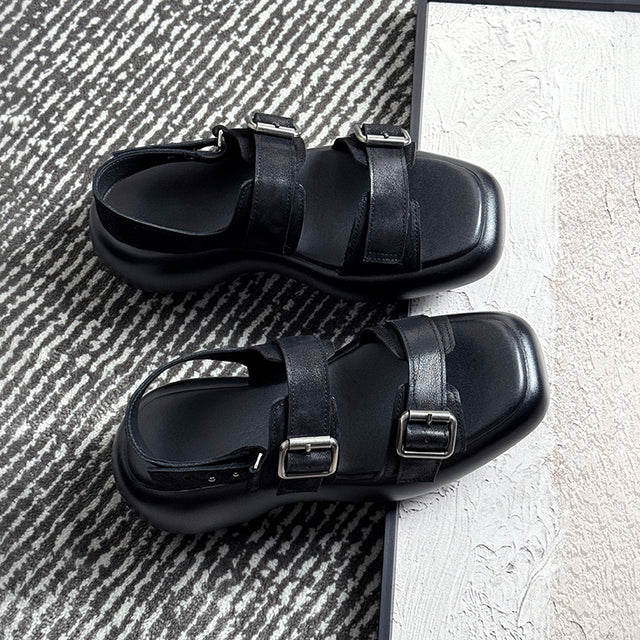 Exoticade Chic Buckle Leather Sandals