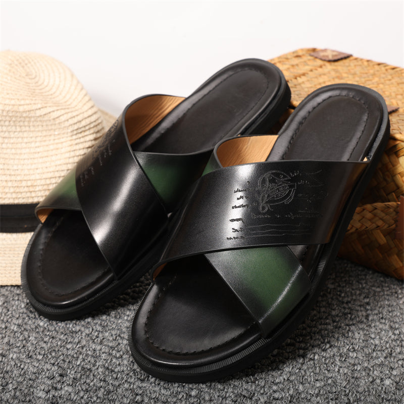 RomanLux Genuine Leather Flats Slippers