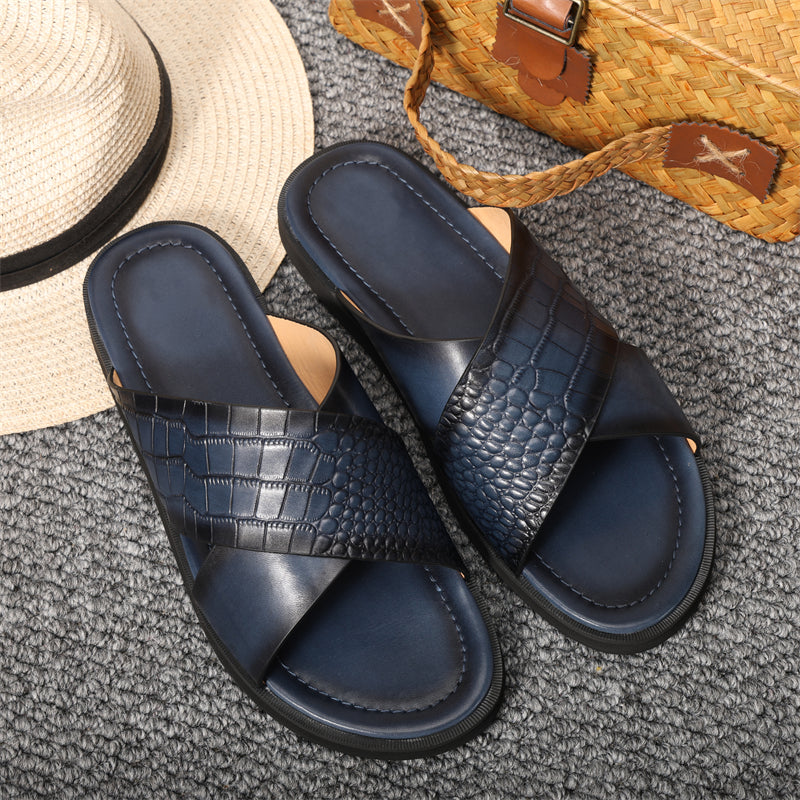 RomanLux Genuine Leather Casual Slippers