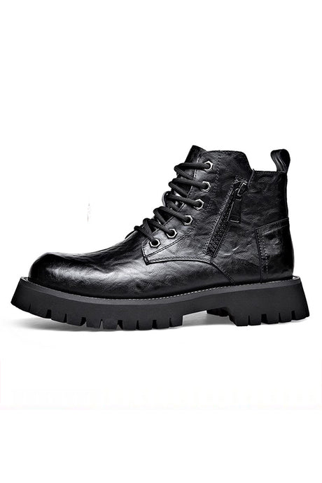 AlliLux Leather Alligator Fur Lace Up Boots