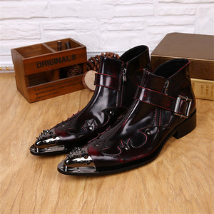 Exotic Metal Toe Western Party Leather Boots