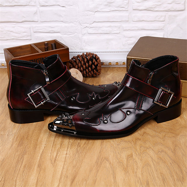 Exotic Metal Toe Western Party Leather Boots