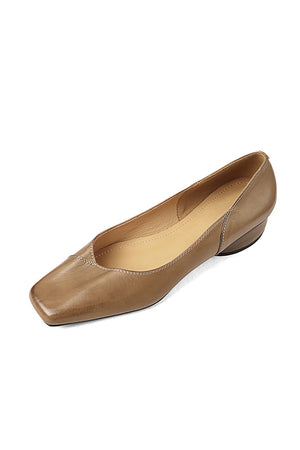 LuxeSquare Smooth Leather Low Heel Casual Shoes