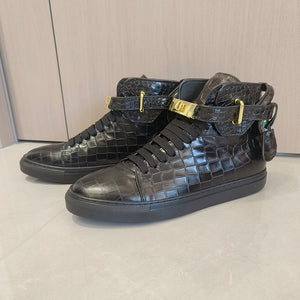 LuxeCroco Embossed High Top Designer Flat Sneakers