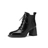 Chic Leather Square Toe Zip High Heel Boots