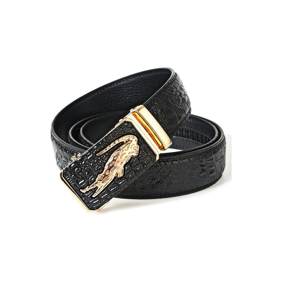 Cool Guys Fashion Belts Wild Animal Eagle/Snake/Tiger Belt Buckles  Gold/Silver Alloy Buckles Black Leather Waist Belt for Men