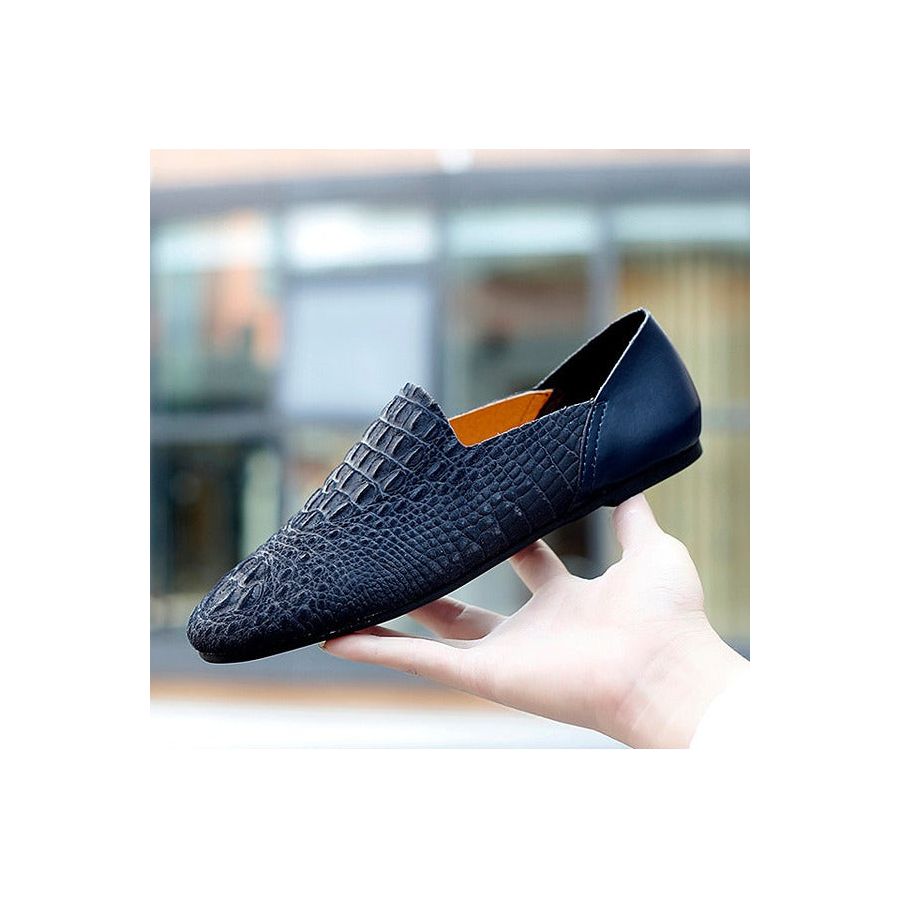 2021 men's shoes pu casual shoes crocodile pattern shoes comfortable driving
