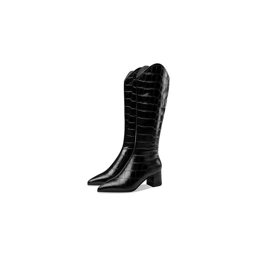 Shop at Crocodile Wear | LuxeLeather Exotic Embossed Chic High Heeled Boots