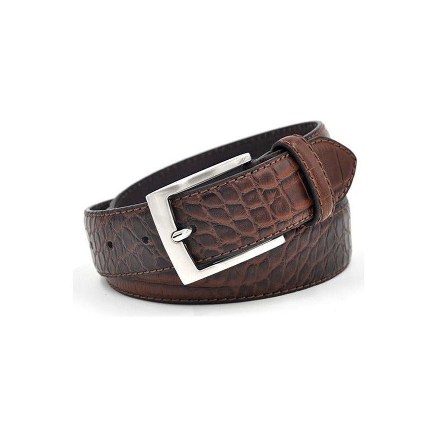 MRoyale™ Men's Faux Alligator Crocodile Skin Belt - Genuine Leather - -  EliteDealsOutlet