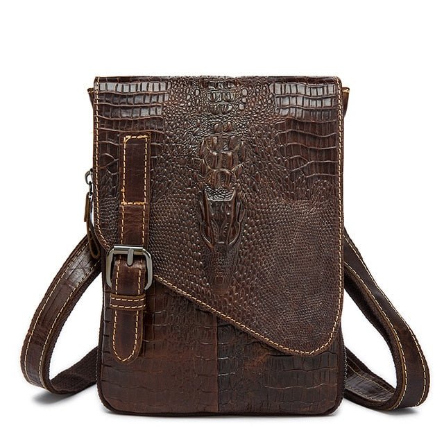 AlliLux Exotic Saddle Leather Designer Messenger Bag