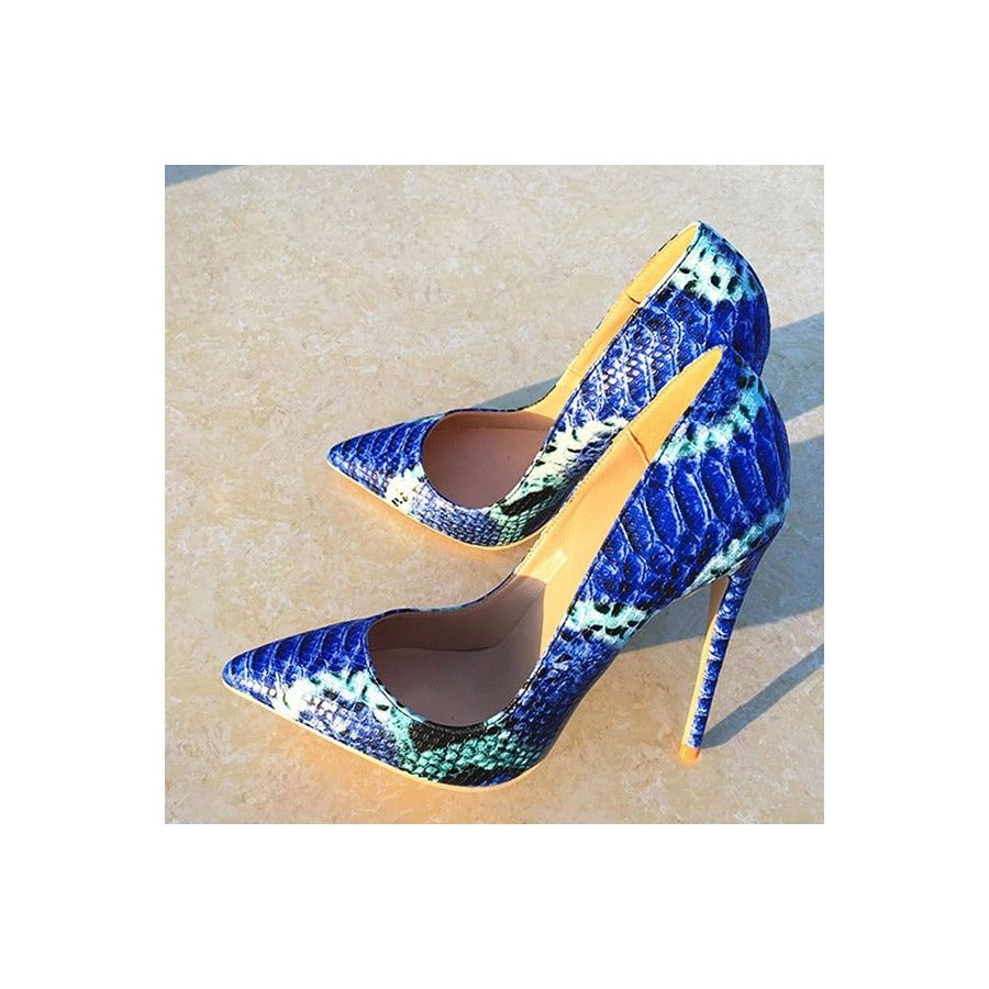 Blue snakeskin clearance pumps