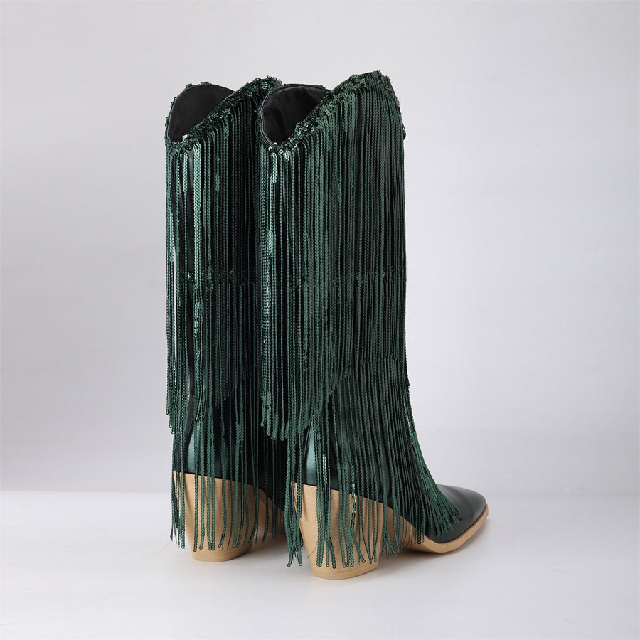 EthnoChic Handmade Tassel High Heel Boots