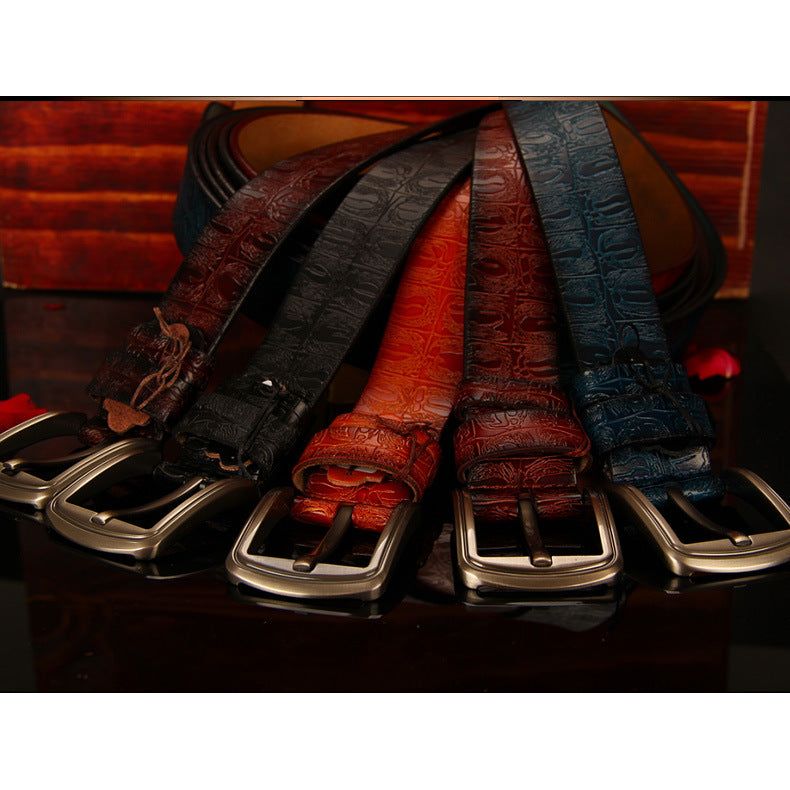 BLACK Double Hornback Genuine Alligators Crocodile Leather Skin Belt Buckle  Men 