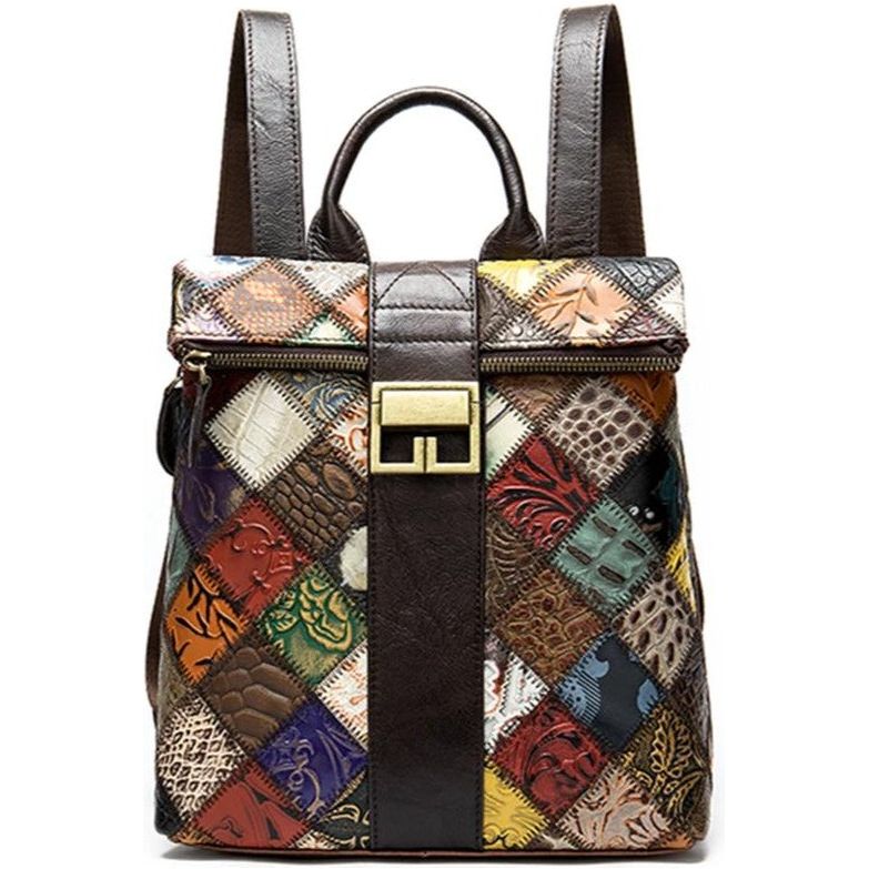 Shop at Crocodile Wear | Floral Luxe Exotic Leather Patchwork Backpack