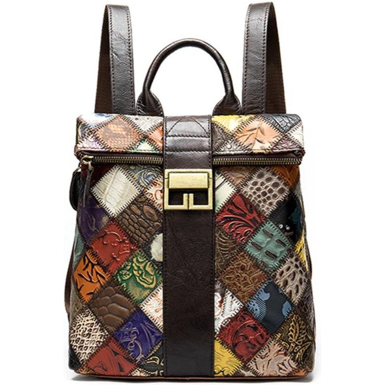 Shop at Crocodile Wear Floral Luxe Exotic Leather Patchwork Backpack