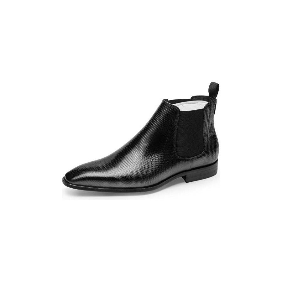 LeatherLux Exotic Fur Lined Chelsea Boots