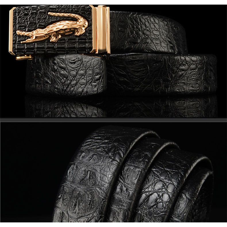 LuxeGator Exotic Croc Pattern Leather Alligator Belt