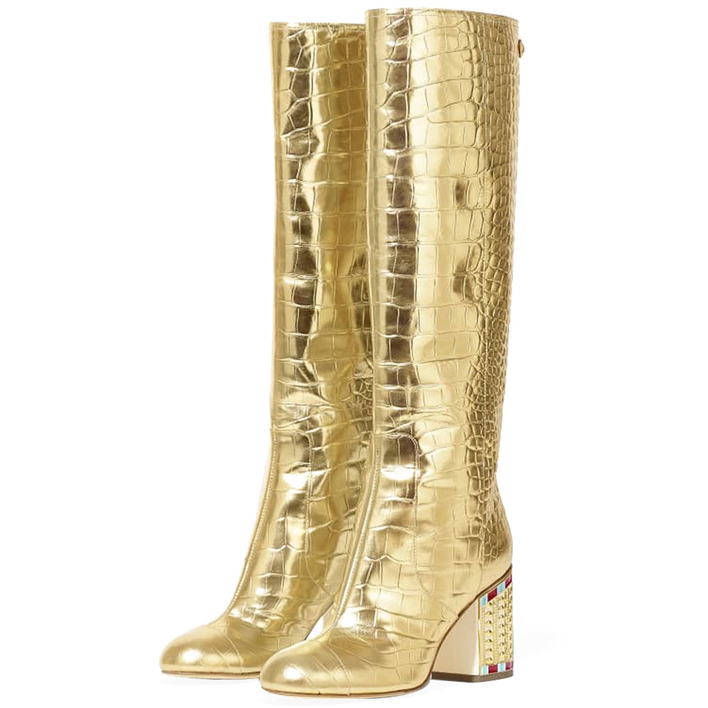 Knee high crocodile boots clearance