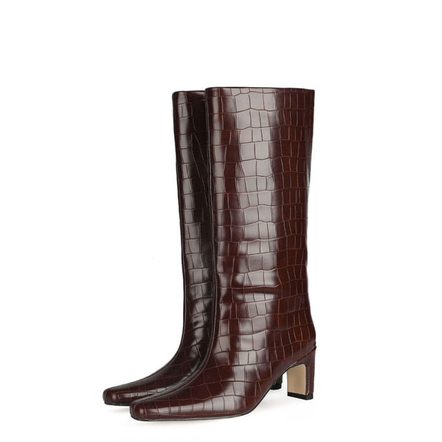 Mid calf croc online boots